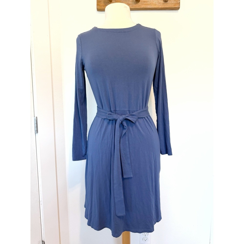 J. Jill Women's Twilight Wearever Belted A-Line Dress Small Elegant Preppy Chic